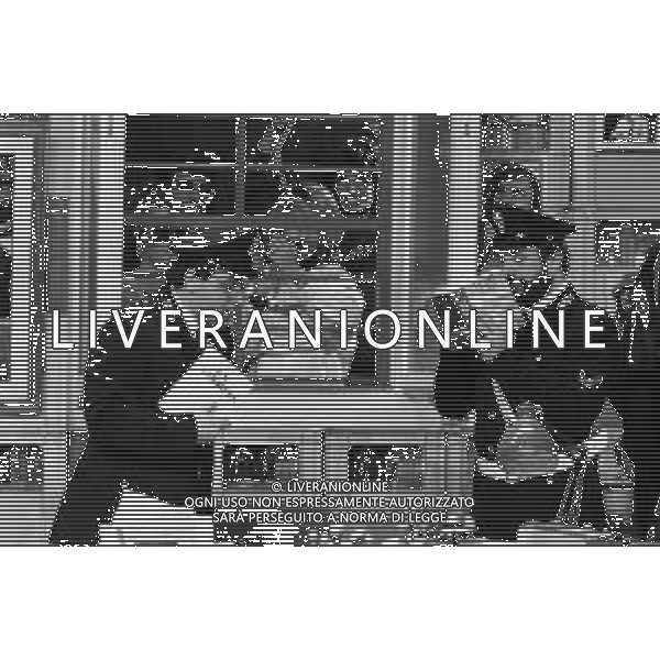 I TRETTRE\' , TRIO COMICO NAPOLETANO, COMPOSTO DA GINO COGLIANDRO, EDOARDO ROMANO E MIRKO SETARO NELLA FOTO A MILANO OTTOBRE 1987 AG ALDO LIVERANI SAS