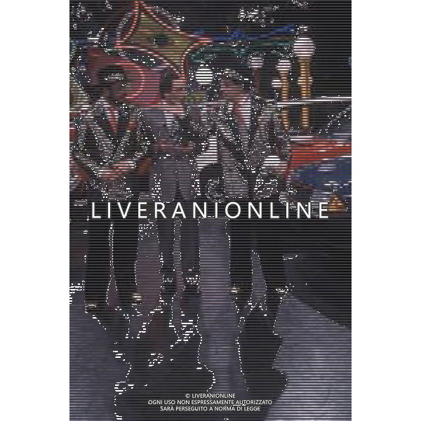 I TRETTRE\' , TRIO COMICO NAPOLETANO, COMPOSTO DA GINO COGLIANDRO, EDOARDO ROMANO E MIRKO SETARO NELLA FOTO NEL PROGRAMMA TV \' DRIVE IN \' AG ALDO LIVERANI SAS
