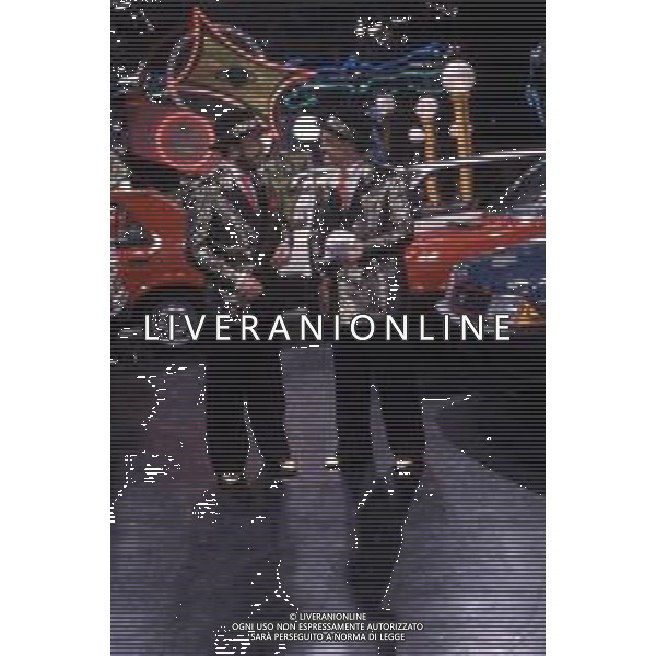 I TRETTRE\' , TRIO COMICO NAPOLETANO, COMPOSTO DA GINO COGLIANDRO, EDOARDO ROMANO E MIRKO SETARO NELLA FOTO NEL PROGRAMMA TV \' DRIVE IN \' AG ALDO LIVERANI SAS