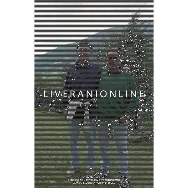 1998 MOENA -RADUNO VENEZIA CALCIO NELLA FOTO GIANNI DI MARZIO CON IL FIGLIO GIANLUCA A MOENA NELL\'ANNO 1988 AG ALDO LIVERANI SAS