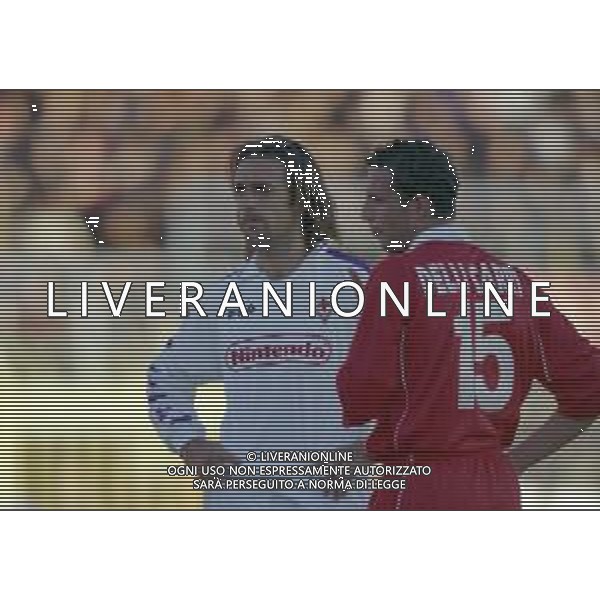 15-11-1998 PIACENZA CAMPIONATO DI CALCIO SERIE A PIACENZA-FIORENTINA 4-2 NELLA FOTO GABRIEL BATISTUTA E DANIELE DELLI CARRI AG ALDO LIVERANI SAS