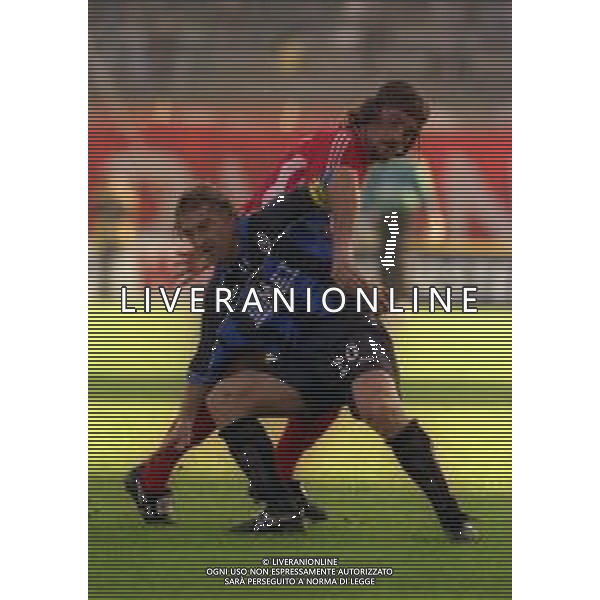 31-10-1999 MONZA CAMPIONATO DI CALCIO SERIE B MONZA-ATALANTA 1-0 NELLA FOTO MASSIMO CARRERA E ALESSANDRO AMBROSI AG ALDO LIVERANI SAS