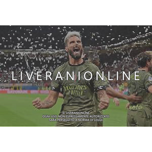 Olivier Giroud (Milan) esulta dopo il gol del 2 a 0 Milan vs Bologna Milano 27-08-2022 Stadio Giuseppe Meazza - San Siro Campionato Serie A TIM - 3a giornata foto Roberto Garavaglia/ag. Aldo Liverani sas/AGENZIA ALDO LIVERANI SAS