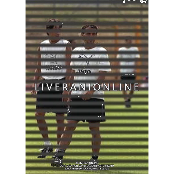 1999 FIUGGI -PARTITA AMICHEVOLE PRE CAMPIONATO LAZIO-FIUGGI NELLA FOTO SIMONE INZAGHI E ROBERTO MANCINI AG ALDO LIVERANI SAS 