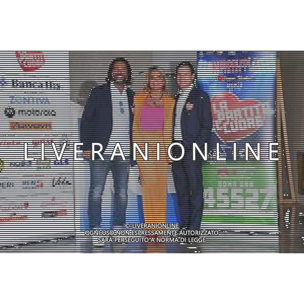 © TVRG Presentazione Partita Cuore nella foto da SX Daniele Adani, Simona Ventura e Alberto Rimedio Milano 02-09-2022 Photocall presentazione della Partita del Cuore 2022 foto Roberto Garavaglia/ag. Aldo Liverani sas