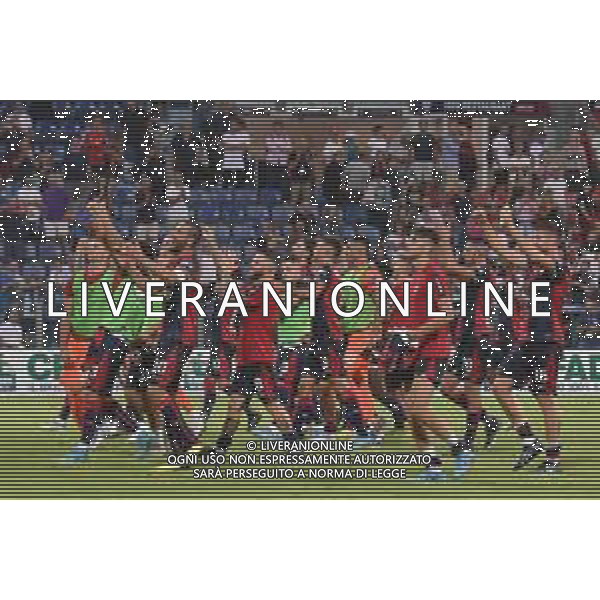 2-9-2022. Cagliari Calcio-Modena F.C. 4° giornata serie B 2022/2023, stadio Unipol Domus Cagliari. Foto salvatore Moi/Aldo Liverani s.a.s. Nella foto: Cagliari esultanza a fine gara per avere vinto 1-0 contro Modena in casa. ©MOI/AGENZIA ALDO LIVERANI SAS