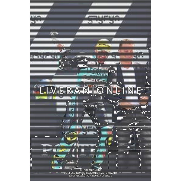 MOTOMONDIALE 2022 - GRAN PREMIO GRYFYN DI SAN MARINO E DELLA RIVIERA DI RIMINI 04/09/2022 nella foto: Dennis Foggia sul podio vince la gara di moto 3 ©Claudio Zamagni/Agenzia Aldo Liverani
