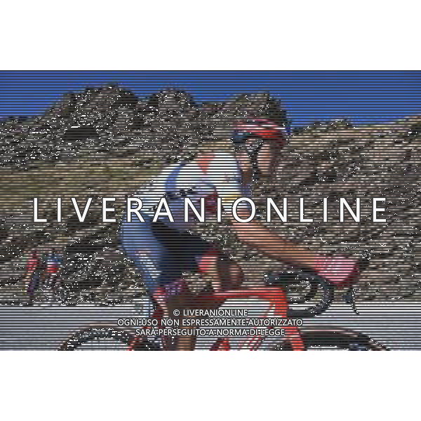 04-09-2022 Vuelta A Espana; Tappa 15 Martos - Sierra Nevada; 2022, Movistar; 2022, Astana - Qazaqstan; Muhlberger, Gregor; Pronskiy, Vadim; Sierra Nevada; ©SIROTTI/AGENZIA ALDO LIVERANI SAS