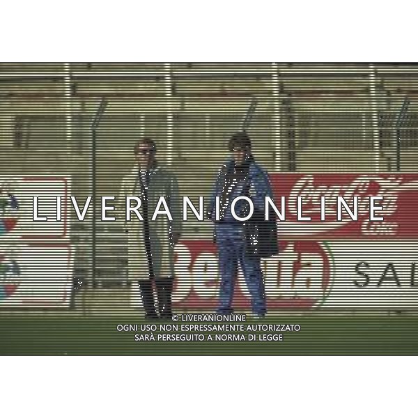 16-11-1997 COMO CAMPIONATO DI CALCIO SERIE C COMO-CARRARESE 2-2 NELLA FOTO ENRICO PREZIOSI PRESIDENTE DEL COMO CALCIO CON L\'ALLENATORE DEL COMO ENRICO CATUZZI AG ALDO LIVERANI SAS