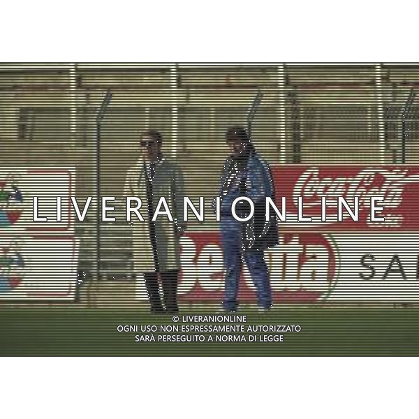 16-11-1997 COMO CAMPIONATO DI CALCIO SERIE C COMO-CARRARESE 2-2 NELLA FOTO ENRICO PREZIOSI PRESIDENTE DEL COMO CALCIO CON L\'ALLENATORE DEL COMO ENRICO CATUZZI AG ALDO LIVERANI SAS