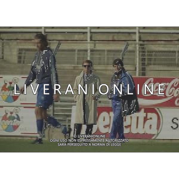 16-11-1997 COMO CAMPIONATO DI CALCIO SERIE C COMO-CARRARESE 2-2 NELLA FOTO ENRICO PREZIOSI PRESIDENTE DEL COMO CALCIO CON L\'ALLENATORE DEL COMO ENRICO CATUZZI AG ALDO LIVERANI SAS