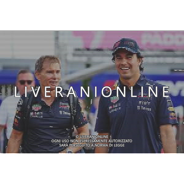 Sergio Perez (MEX) Red Bull Racing with Xavi Martos (ESP) Red Bull Racing F1 Team Physio. 08.09.2022. Formula 1 World Championship, Rd 16, Italian Grand Prix, Monza, Italy, Preparation Day. - www.xpbimages.com, EMail: requests@xpbimages.com © Copyright: Batchelor / XPB Images/AGENZIA ALDO LIVERANI SAS - ITALY ONLY EDITORIAL USE ONLY