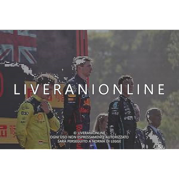 The podium (L to R): Charles Leclerc (MON) Ferrari, second; Max Verstappen (NLD) Red Bull Racing, race winner; George Russell (GBR) Mercedes AMG F1, third. 11.09.2022. Formula 1 World Championship, Rd 16, Italian Grand Prix, Monza, Italy, Race Day. - www.xpbimages.com, EMail: requests@xpbimages.com © Copyright: Coates / XPB Images/AGENZIA ALDO LIVERANI SAS - ITALY ONLY EDITORIAL USE ONLY
