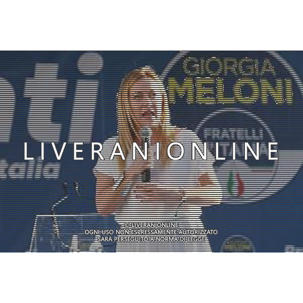 © TVRG Fratelli d\'Italia Giorgia Meloni nella foto Giorgia Meloni Milano 11-09-2022 Presentazione in piazza Duomo dei candidati di Fratelli d\'Italia alle prossime elezioni politiche, presente anche la leader Giorgia Meloni foto Roberto Garavaglia/ag. Aldo Liverani sas