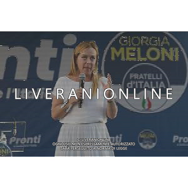 © TVRG Fratelli d\'Italia Giorgia Meloni nella foto Giorgia Meloni Milano 11-09-2022 Presentazione in piazza Duomo dei candidati di Fratelli d\'Italia alle prossime elezioni politiche, presente anche la leader Giorgia Meloni foto Roberto Garavaglia/ag. Aldo Liverani sas