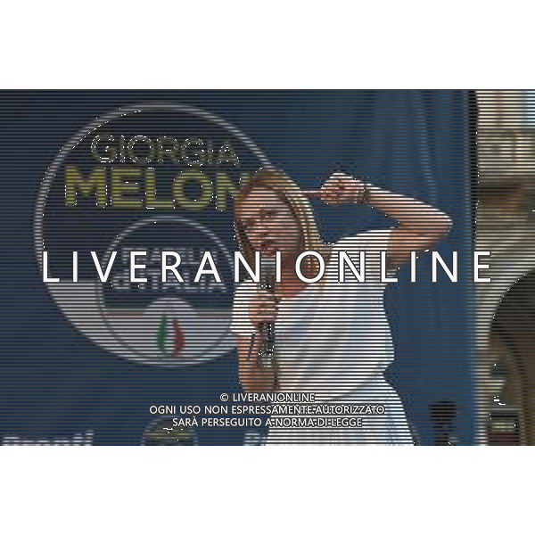 © TVRG Fratelli d\'Italia Giorgia Meloni nella foto Giorgia Meloni Milano 11-09-2022 Presentazione in piazza Duomo dei candidati di Fratelli d\'Italia alle prossime elezioni politiche, presente anche la leader Giorgia Meloni foto Roberto Garavaglia/ag. Aldo Liverani sas