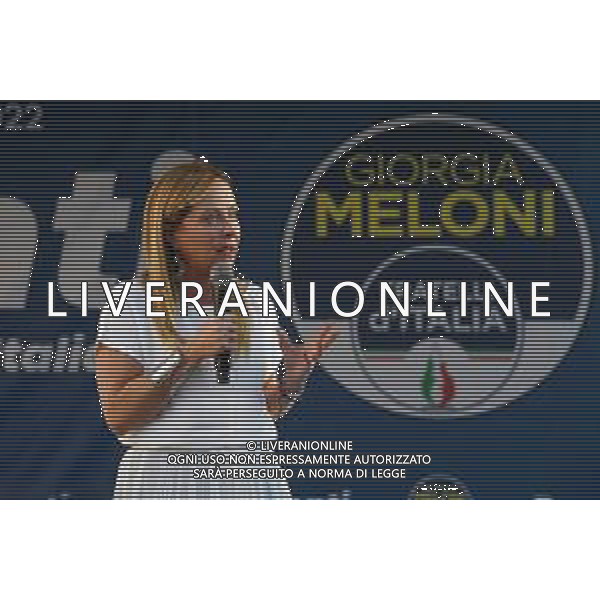 © TVRG Fratelli d\'Italia Giorgia Meloni nella foto Giorgia Meloni Milano 11-09-2022 Presentazione in piazza Duomo dei candidati di Fratelli d\'Italia alle prossime elezioni politiche, presente anche la leader Giorgia Meloni foto Roberto Garavaglia/ag. Aldo Liverani sas