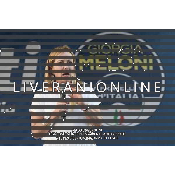 © TVRG Fratelli d\'Italia Giorgia Meloni nella foto Giorgia Meloni Milano 11-09-2022 Presentazione in piazza Duomo dei candidati di Fratelli d\'Italia alle prossime elezioni politiche, presente anche la leader Giorgia Meloni foto Roberto Garavaglia/ag. Aldo Liverani sas