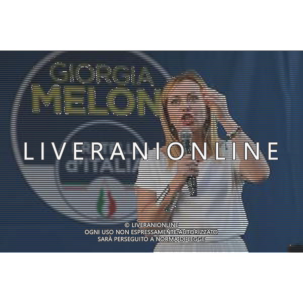 © TVRG Fratelli d\'Italia Giorgia Meloni nella foto Giorgia Meloni Milano 11-09-2022 Presentazione in piazza Duomo dei candidati di Fratelli d\'Italia alle prossime elezioni politiche, presente anche la leader Giorgia Meloni foto Roberto Garavaglia/ag. Aldo Liverani sas