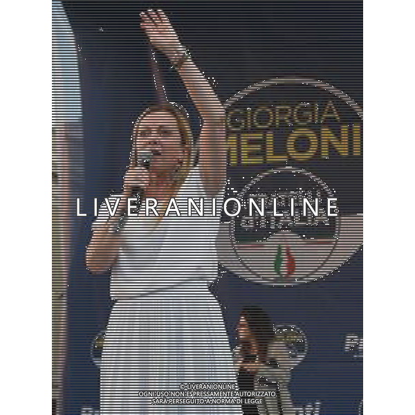 © TVRG Fratelli d\'Italia Giorgia Meloni nella foto Giorgia Meloni Milano 11-09-2022 Presentazione in piazza Duomo dei candidati di Fratelli d\'Italia alle prossime elezioni politiche, presente anche la leader Giorgia Meloni foto Roberto Garavaglia/ag. Aldo Liverani sas