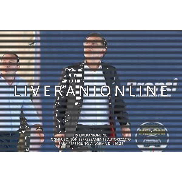 © TVRG Fratelli d\'Italia Giorgia Meloni nella foto Ignazio La Russa Milano 11-09-2022 Presentazione in piazza Duomo dei candidati di Fratelli d\'Italia alle prossime elezioni politiche, presente anche la leader Giorgia Meloni foto Roberto Garavaglia/ag. Aldo Liverani sas