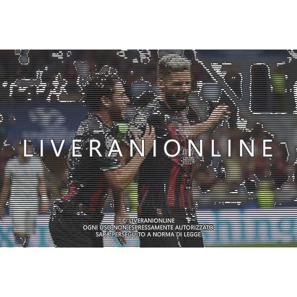 Olivier Giroud (Milan) esulta dopo il gol dell\'1 a 0 con davide calabria Milan vs Dinamo Zagabria Milano 14-09-2022 Stadio Giuseppe Meazza - San Siro UEFA Champions League fase a gironi gruppo E - 2a giornata foto Roberto Garavaglia/ag. Aldo Liverani sas /AGENZIA ALDO LIVERANI SAS