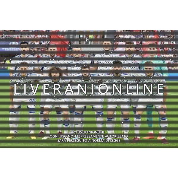 la formazione della Dinamo Zagabria, in piedi da SX Josip Sutalo, Josip Misic, Arijan Ademi, Dino Peric, Bruno Petkovic e Dominik Livakovic; in basso da SX Mislav Orsic, Robert Ljubicic, Luka Ivanusec, Sadegh Moharrami e Stefan Ristovski Milan vs Dinamo Zagabria Milano 14-09-2022 Stadio Giuseppe Meazza - San Siro UEFA Champions League fase a gironi gruppo E - 2a giornata foto Roberto Garavaglia/ag. Aldo Liverani sas
