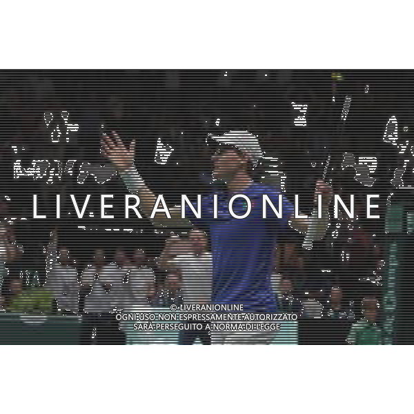 Coppa Davis by Rakuten 2022 - Jannik Sinner Italia vs Francisco Cerundolo Argentina del 16/09/2020 UnipolSai Arena di Bologna - nella foto: esultanza Jannik Sinner ©Claudio Zamagni/Agenzia Aldo Liverani