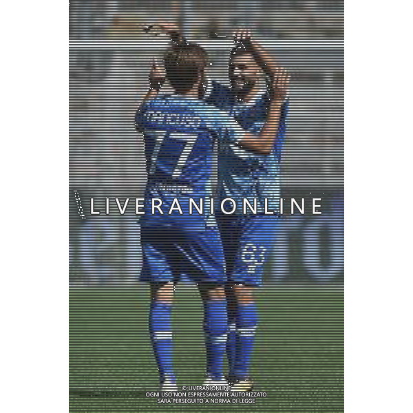 © TVRG Leonardo Mancuso (Como) e Patrick Cutrone (Como) esultano dopo il gol dell\'1 a 1 Como vs Spal Como 17-09-2022 Stadio Giuseppe Sinigaglia Campionato Serie BKT - 6a giornata foto Roberto Garavaglia/ag. Aldo Liverani sas/AGENZIA ALDO LIVERANI SAS