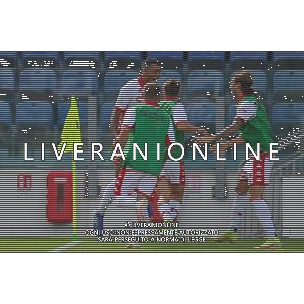 17-9-2022. Cagliari Calcio-S.S.C. Bari. 6° giornata serie BKT 2022/2023, stadio Unipol Domus Cagliari. Foto salvatore Moi/Aldo Liverani s.a.s. Nella foto: Gol ed eseltunza del Bari, in trasferta contro il Cagliari. Segna: Walid Cheddira Bari ©MOI/AGENZIA ALDO LIVERANI SAS