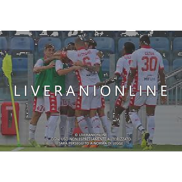 17-9-2022. Cagliari Calcio-S.S.C. Bari. 6° giornata serie BKT 2022/2023, stadio Unipol Domus Cagliari. Foto salvatore Moi/Aldo Liverani s.a.s. Nella foto: Gol ed eseltunza del Bari, in trasferta contro il Cagliari. Segna: Walid Cheddira Bari ©MOI/AGENZIA ALDO LIVERANI SAS