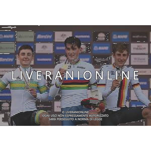 20-09-2022 World Championships Junior Man Cronometro; 2022, Great Britain; 2022, Australia; 2022, Germany; Tarling, Joshua; Mckenzie, Hamish; Herzog, Emil; Wollongong; ©SIROTTI/AGENZIA ALDO LIVERANI SAS