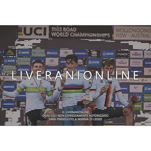 20-09-2022 World Championships Junior Man Cronometro; 2022, Great Britain; 2022, Australia; 2022, Germany; Tarling, Joshua; Mckenzie, Hamish; Herzog, Emil; Wollongong; ©SIROTTI/AGENZIA ALDO LIVERANI SAS
