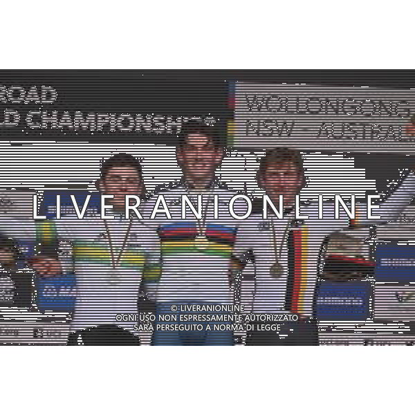 20-09-2022 World Championships Junior Man Cronometro; 2022, Great Britain; 2022, Australia; 2022, Germany; Tarling, Joshua; Mckenzie, Hamish; Herzog, Emil; Wollongong; ©SIROTTI/AGENZIA ALDO LIVERANI SAS