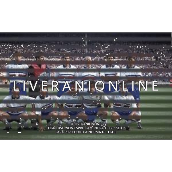 FORMAZIONE SQUADRA UNIONE CALCIO SAMPDORIA CAMPIONATO SERIE A 1991 -1992 AG ALDO LIVERANI SAS