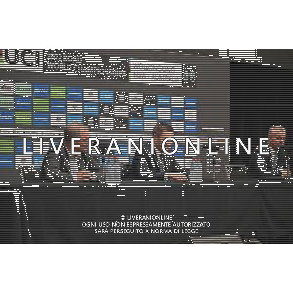 22-09-2022 Conferenza Stampa Mondiali Haute Savoie 2027; Hinault, Bernard; Lappartient, David; Wollongong; - Conferenza Stampa dell\'Uci per l\'assegnazione dei Mondiali di ciclismo del 2027 alla Francia, nella regione dell\'Alta Savoia. 22.09.2022 ©SIROTTI/AGENZIA ALDO LIVERANI SAS