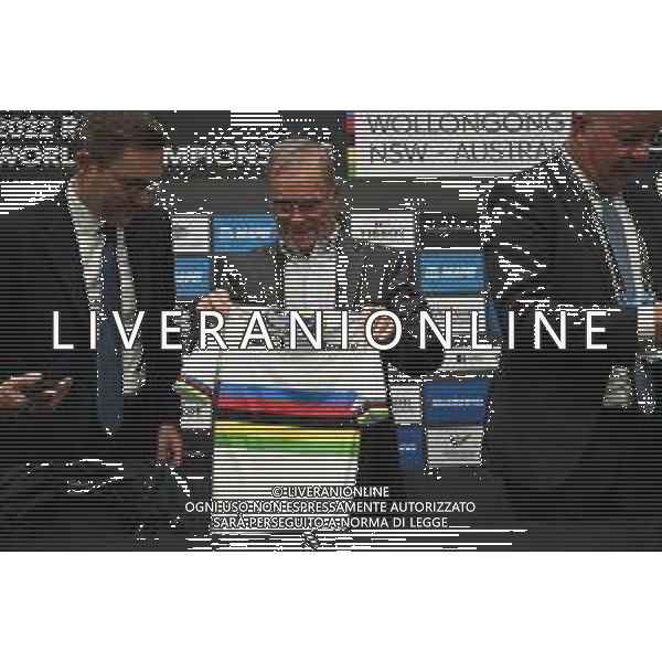 22-09-2022 Conferenza Stampa Mondiali Haute Savoie 2027; Lappartient, David; Hinault, Bernard; Wollongong; - Conferenza Stampa dell\'Uci per l\'assegnazione dei Mondiali di ciclismo del 2027 alla Francia, nella regione dell\'Alta Savoia. 22.09.2022 ©SIROTTI/AGENZIA ALDO LIVERANI SAS