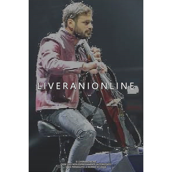 The two cellists Luka Sulic and Stjepan Hauser know by theirs stage name 2Cellos songs on a stage for the last time in their career during their World Tour at Arena di Verona in Verona, Italy, on 22 September 2022 ©Roberto Tommasini / Ag. Aldo Liverani Sas