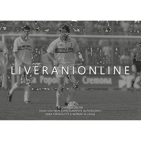 RETROSPETTIVA ALBERICO EVANI CALCIATORE NELLA FOTO ALBERICO EVANI CON LA MAGLIA DEL MILAN CALCIO NELL\'ANNO 1991-1992 AG ALDO LIVERANI SAS