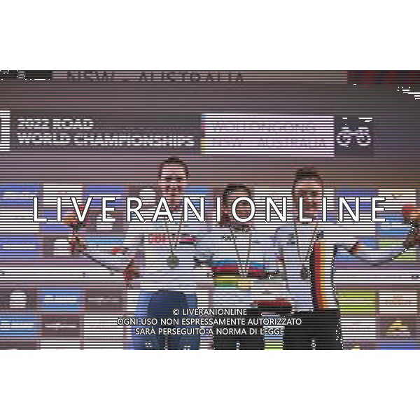 24-09-2022 World Championships U23 Women; 2022, New Zealand; 2022, Great Britain; 2022, Germany; Fisher Black, Niamh; Georgi, Pfeiffer; Bauernfeind, Ricarda; Wollongong; ©SIROTTI/AGENZIA ALDO LIVERANI SAS