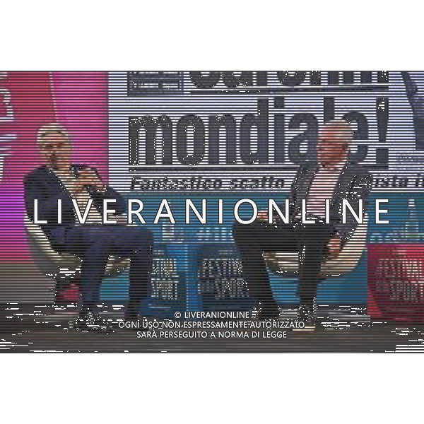 Festival dello Sport nella foto Giuseppe Saronni SX e Francesco Moser DX Trento 24-09-2022 Sala Depero presso Palazzo Provincia Autonoma di Trento L\'Italia del ciclsimo fughe mondiali, incontro con i corridori italiani che hanno vinto il Campionato del Mondo di ciclismo foto Roberto Garavaglia/ag. Aldo Liverani sas/AGENZIA ALDO LIVERANI SAS