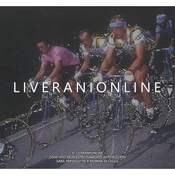 RETROSPETTIVA BERNARD HINAULT CICLISTA NELLA FOTO BERNARD HINAULT CON LA MAGLIA ROSA AG ALDO LIVERANI SAS