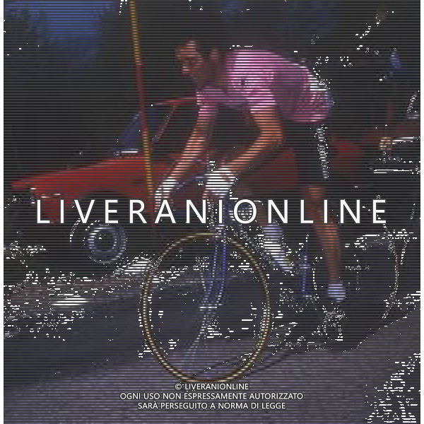 RETROSPETTIVA BERNARD HINAULT CICLISTA NELLA FOTO BERNARD HINAULT CON LA MAGLIA ROSA AG ALDO LIVERANI SAS