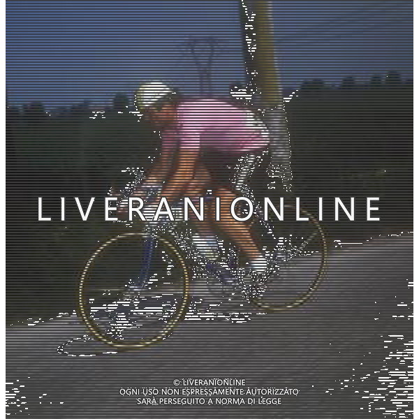 RETROSPETTIVA BERNARD HINAULT CICLISTA NELLA FOTO BERNARD HINAULT CON LA MAGLIA ROSA AG ALDO LIVERANI SAS