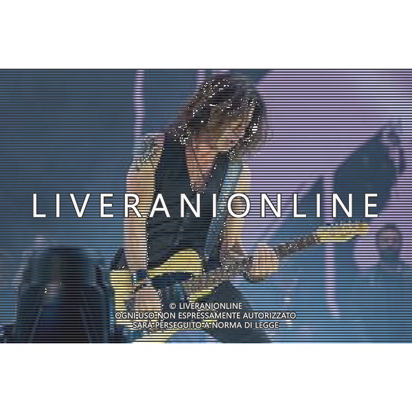 The American guitarist Stef Burns songs on stage during his live performs at La Maura raceways in Milan, for Vasco Rossi, No Stop Live 2022, Milan Italy, on 24 May 2022 ©Roberto Tommasini / Ag. Aldo Liverani Sas