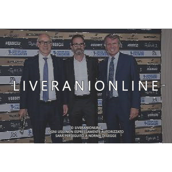 TVRG Photocall conferenza stampa Gala\' Calcio nella foto da SX Gianni Grazioli direttore generale AIC, Umberto Calcagno presidente AIC e Alessandro Spada presidente Assolombarda Milano 03-10-2022 Photocall in occasione della conferenza stampa di presentazione del Gala\' del Calcio foto Roberto Garavaglia/ag. Aldo Liverani sas/AGENZIA ALDO LIVERANI SAS