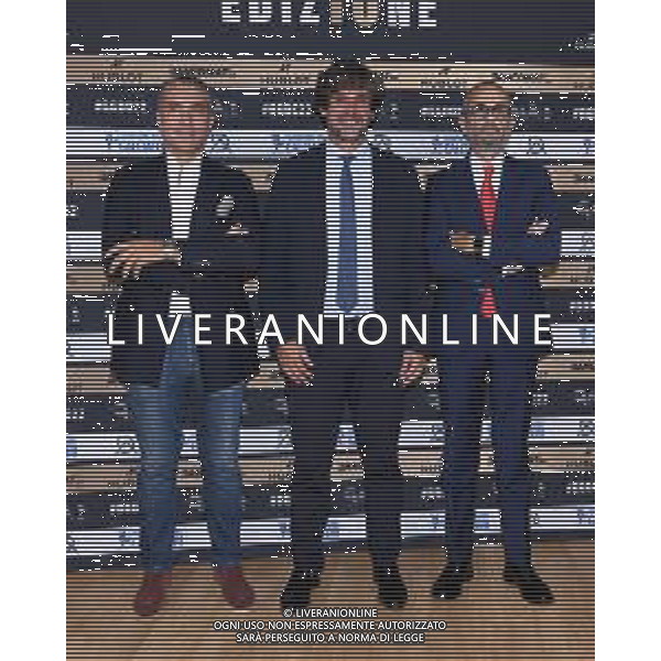 TVRG Photocall conferenza stampa Gala\' Calcio nella foto da SX Augusto Capitanucci regional director di Hublot, Demetrio Albertini e Alessandro Zollo amministratore delegato di Bancomat spa Milano 03-10-2022 Photocall in occasione della conferenza stampa di presentazione del Gala\' del Calcio foto Roberto Garavaglia/ag. Aldo Liverani sas/AGENZIA ALDO LIVERANI SAS