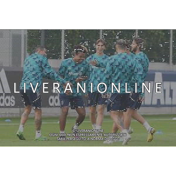 TVMV-Torino 04.10.2022 Continassa © Manuela Viganti/Agenzia Aldo Liverani Allenamento rifinitura Champions League 2022/2023 Juventus vs Maccabi Haifa Nella foto: weston mckennie, angel di maria, fabio miretti e manuel locatelli ©Viganti/AGENZIA ALDO LIVERANI SAS