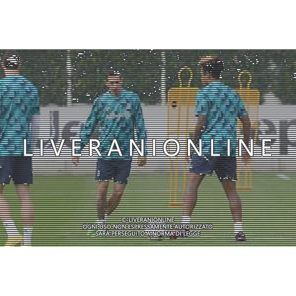 TVMV-Torino 04.10.2022 Continassa © Manuela Viganti/Agenzia Aldo Liverani Allenamento rifinitura Champions League 2022/2023 Juventus vs Maccabi Haifa Nella foto: angel di maria e weston McKennie ©Viganti/AGENZIA ALDO LIVERANI SAS
