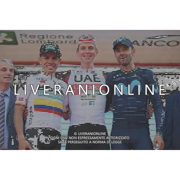 04-10-2022 Tre Valli Varesine; 2022, Uae Emirates; 2022, Bora - Hansgrohe; 2022, Movistar; Pogacar, Tadej; Higuita, Sergio; Valverde, Alejandro; Varese; ©SIROTTI/AGENZIA ALDO LIVERANI SAS
